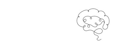 One line brain design silhouette.Logo design. Hand drawn minimalist style. vector illustrationのイラスト素材