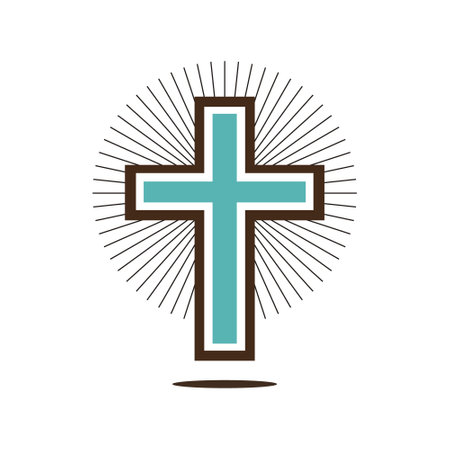 Religious blue cross on a white background. Christianity logo. . vector illustrationのイラスト素材