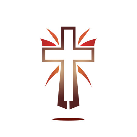 Religious cross on a white background. Christianity logo. . vector illustrationのイラスト素材