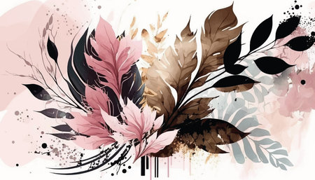 floral background decorated with blooming flowers and leaves. Flat illustration .Vector illustrationのイラスト素材