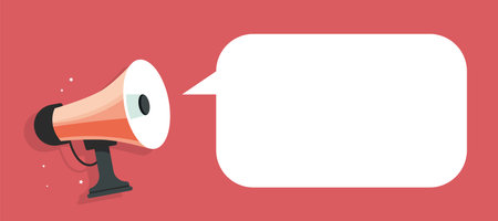 Poster with megaphone. Megaphone in flat design with communication icon. vector illustrationのイラスト素材