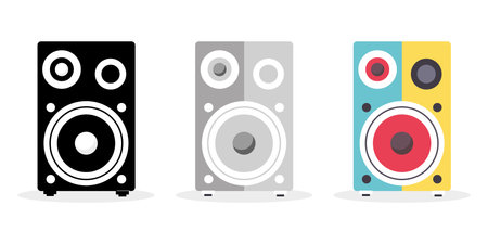 Set poster with megaphone. Megaphone in flat design on blue background. vector illustrationのイラスト素材