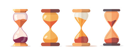 Set of colorful hourglass icons in flat style, simple design on white background. vector illustrationのイラスト素材