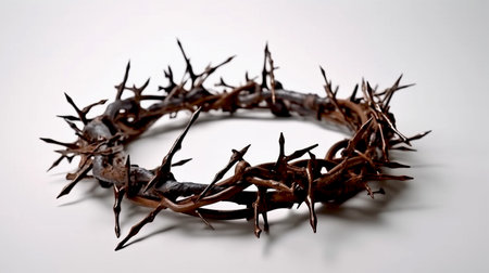 Crown of thorns, symbolizing the suffering and resurrection of Jesus Christ on a light background. high quality photoの写真素材