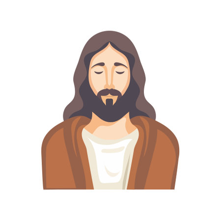 face of Jesus Christ, flat design isolated. vector illustration. vector illustrationのイラスト素材