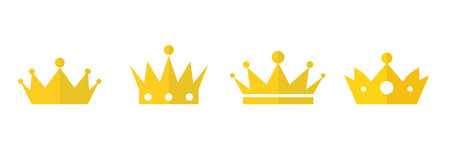 Flat crown icon. Crown design, golden royal crown isolated on white background. vector illustrationのイラスト素材