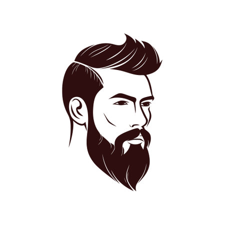 Barbershop, logo design for men's barbershop. man with beard. vector illustrationのイラスト素材