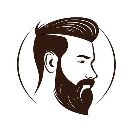 Barbershop, logo design for men's barbershop. man with beard. vector illustrationのイラスト素材