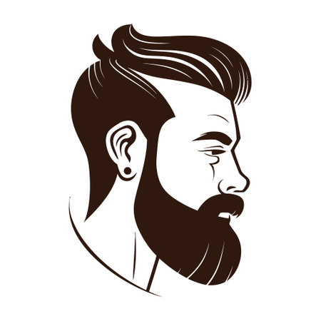 Barbershop, logo design for men's barbershop. man with beard. vector illustrationのイラスト素材