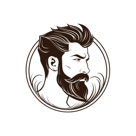 Barbershop, logo design for men's barbershop. man with beard. vector illustrationのイラスト素材