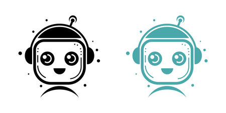 Set chatbot logo. messenger ai robot iconのイラスト素材