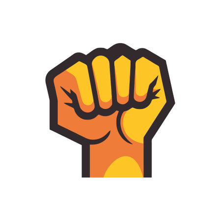 Raised hand with a clenched fist on a white background. vector illustrationのイラスト素材