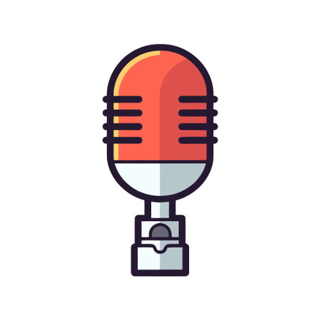 Microphone icon in cartoon style. flat design. vector illustrationのイラスト素材