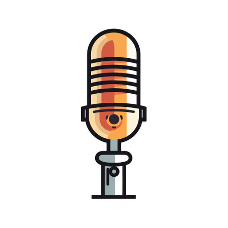 Microphone icon in cartoon style. flat design. vector illustrationのイラスト素材