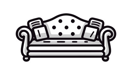 Sofa icon, linear style sign on white background. vector illustrationのイラスト素材