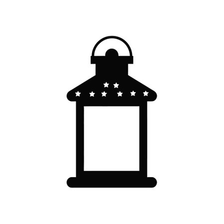 vintage lantern lamp icon in flat style isolated on white background. vector illustrationのイラスト素材