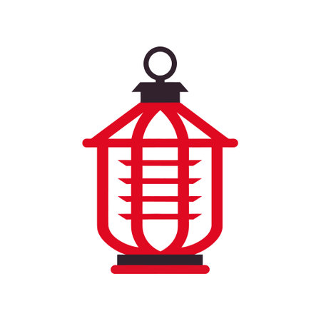 vintage lantern lamp icon in flat style isolated on white background. vector illustrationのイラスト素材