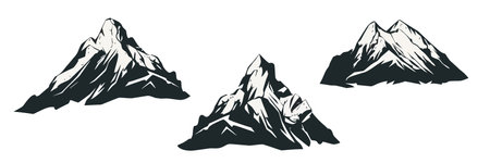 Set mountain silhouette on white background. vector illustrationのイラスト素材