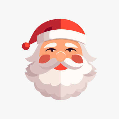 Cute santa claus head on white background, flat design. vector illustrationのイラスト素材