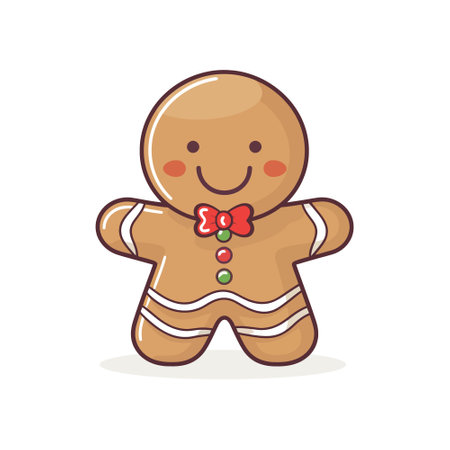 Cute christmas gingerbread man in flat style isolated on white background. vector illustrationのイラスト素材