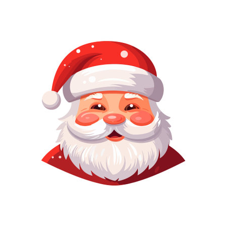 Cute santa claus head on white background, flat design. vector illustrationのイラスト素材