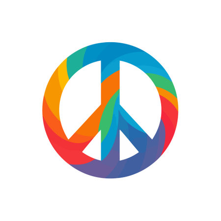 Peace symbol, colored sign on a white background. vector illustrationのイラスト素材