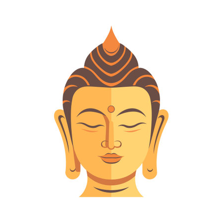 face of buddha in color, flat style on white background. vector illustrationのイラスト素材