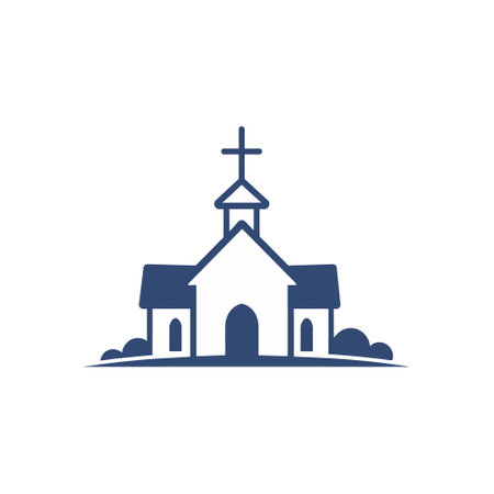 church logo in flat style isolated on white background. vector illustrationのイラスト素材