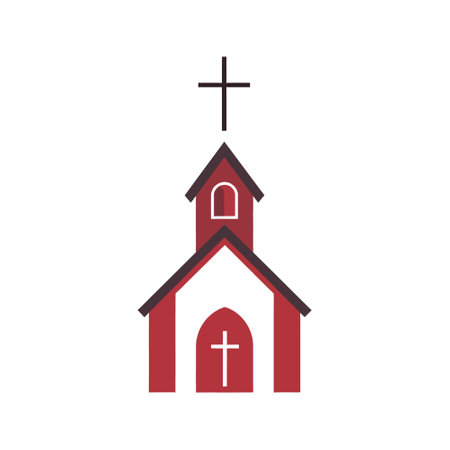 church logo in flat style isolated on white background. vector illustrationのイラスト素材