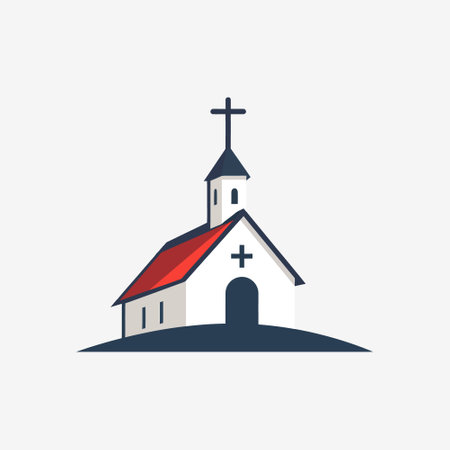 church logo in flat style isolated on white background. vector illustrationのイラスト素材