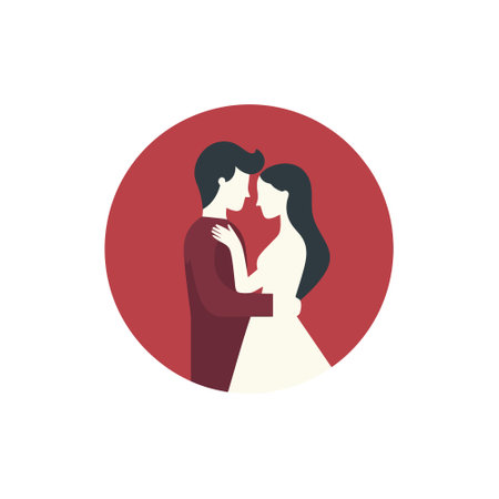 Man and woman are dancing. Valentine's day logo in flat style on white background. vector illustrationのイラスト素材