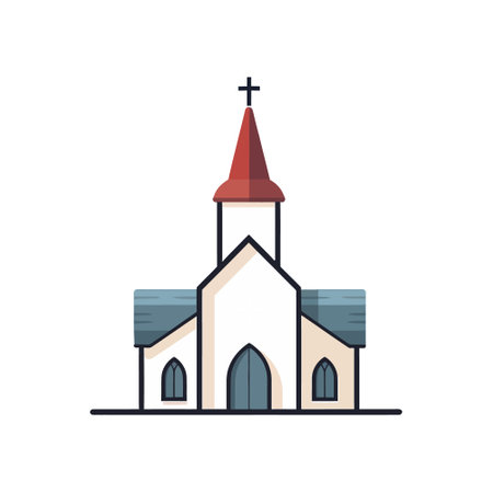 church logo in flat style isolated on white background. vector illustrationのイラスト素材