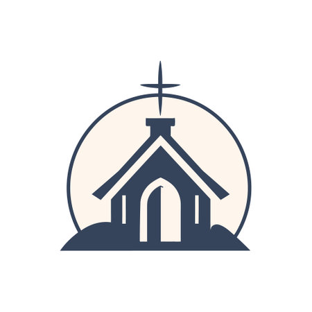 church logo in flat style isolated on white background. vector illustrationのイラスト素材