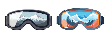 winter sport icon. Set Goggles for skiing and snowboarding isolated on white background in flat style. vector illustrationのイラスト素材
