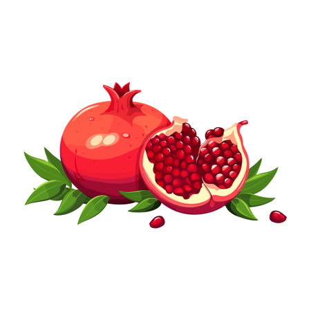 pomegranate fruits. Flat illustration of pomegranate isolated on white background. vector illustrationのイラスト素材