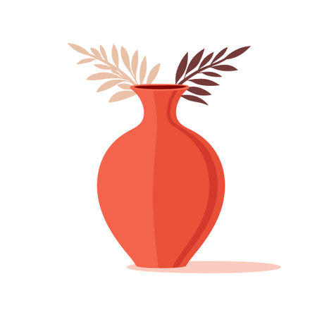 Flat ceramic vase. Colored ceramic vase isolated on white. vector illustrationのイラスト素材