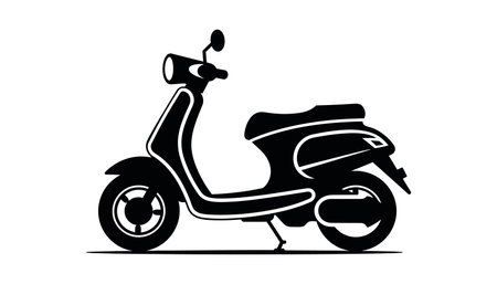 electric scooter. motorbike. motorcycle charging. Black and white scooter in flat style isolated on white background. vector illustrationのイラスト素材