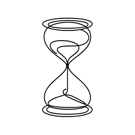 hourglass drawn with one line isolated. Vector illustration