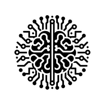 digital brain icon made with circuit board drawing symbolizing artificial intelligence or technology and brain function concept. Vector illustrationのイラスト素材