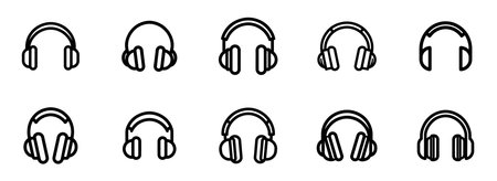 set of headphones line icons isolated. Vector illustrationのイラスト素材