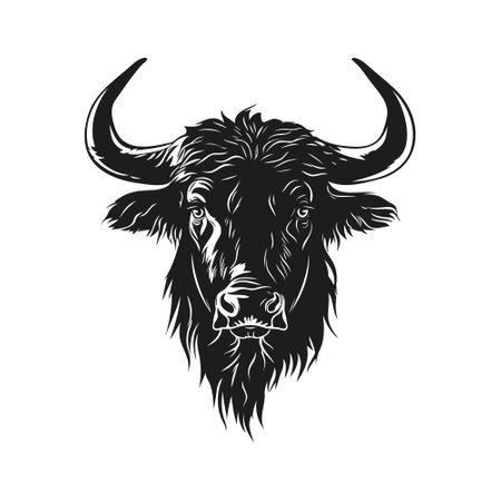 Bull head black icon on white background. Vector illustration.のイラスト素材