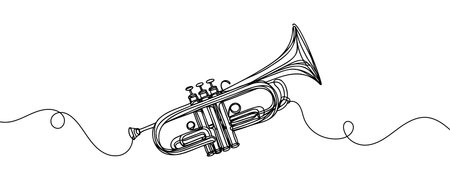 Continuous one line drawing of a saxophone. Vector illustration.のイラスト素材