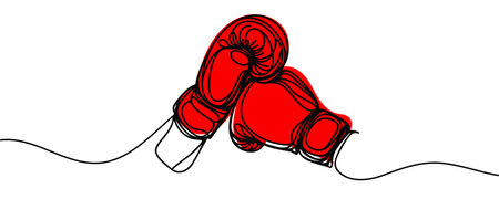 Continuous one line drawing of boxing glovesのイラスト素材