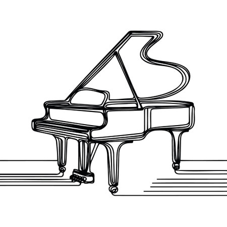 continuous drawing of a piano in one lineのイラスト素材