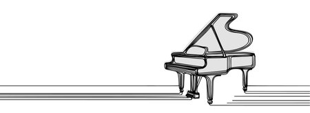 continuous drawing of a piano in one lineのイラスト素材