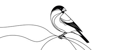 Bird on a branch continuous one line drawingのイラスト素材