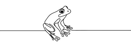 the frog is drawn as a continuous one line.のイラスト素材