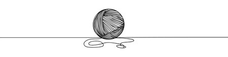 Ball of yarn in continuous one line art drawing styleのイラスト素材