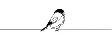 Bird on a branch continuous one line drawingのイラスト素材