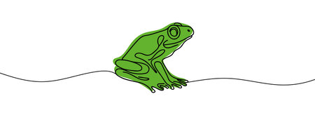 the frog is drawn as a continuous one line.のイラスト素材